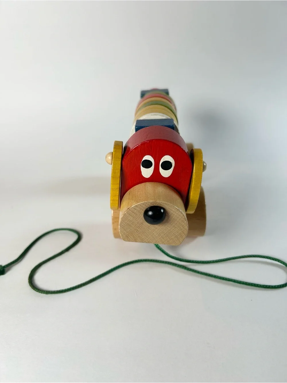 Lot of 5 Vintage Wooden Toys Tinker Beads Peg Bench Pull Dog Dino Car Set